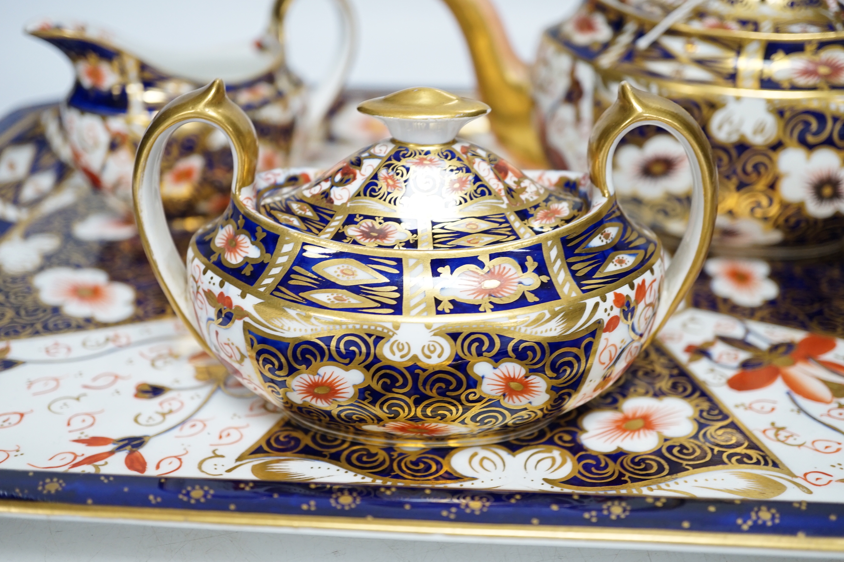 A Royal Crown Derby matched part tea and coffee set including large tray